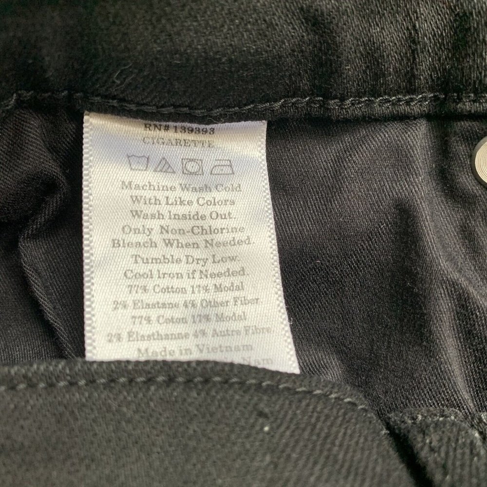 Everlane High Rise Slim Straight Cigarette Button Fly Black Denim Jeans 25R - Picture 5 of 12